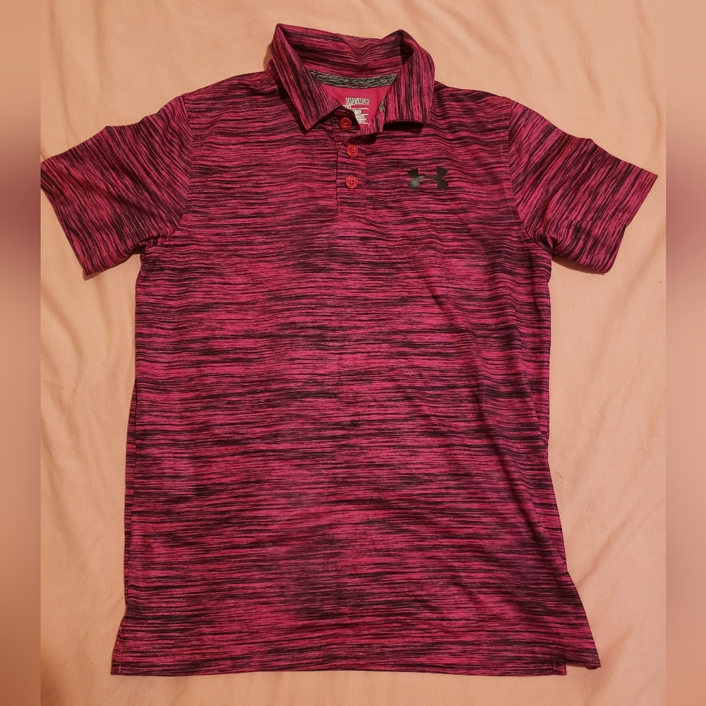 Under Armour Men's Heathered Pink Polo Shirt